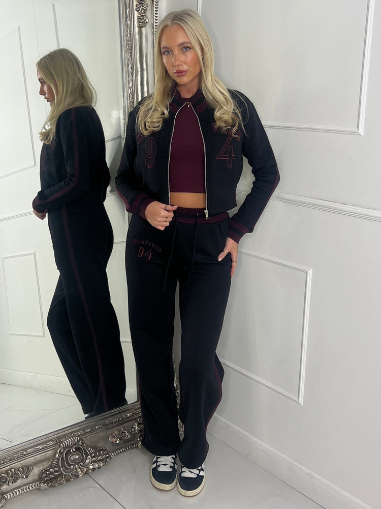 Zip Up & Wide Leg Hamptons 94 Tracksuit - Black/Wine