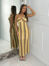 Crochet One Shoulder Dress - Yellow Multi