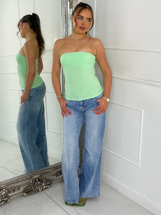 Ribbed Bandeau Top - Mint Green