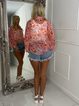 Printed Balloon Sleeve Shirt - Print 7