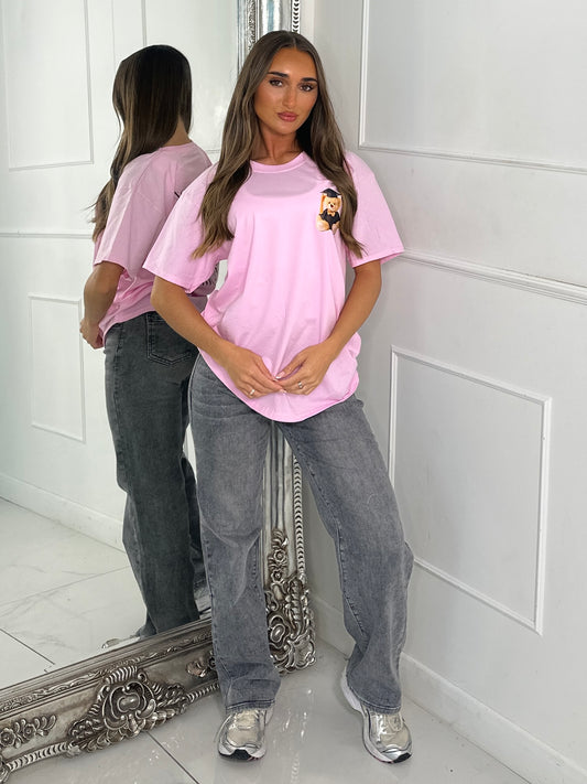 Represent Club Teddy Print Tee - Baby Pink