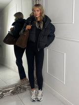 Hooded Puffer Coat - Black