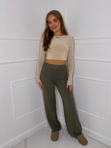 Flared Lounge Pants - Khaki