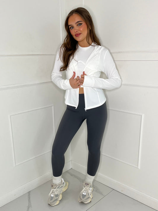 Hooded Yoga Jacket - White