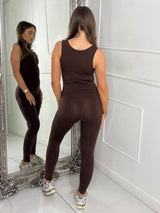 Second Skin Tank Top & Sculpt Panel Leggings - Brown