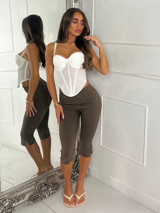 Structured Mesh Cup Detail Corset - White