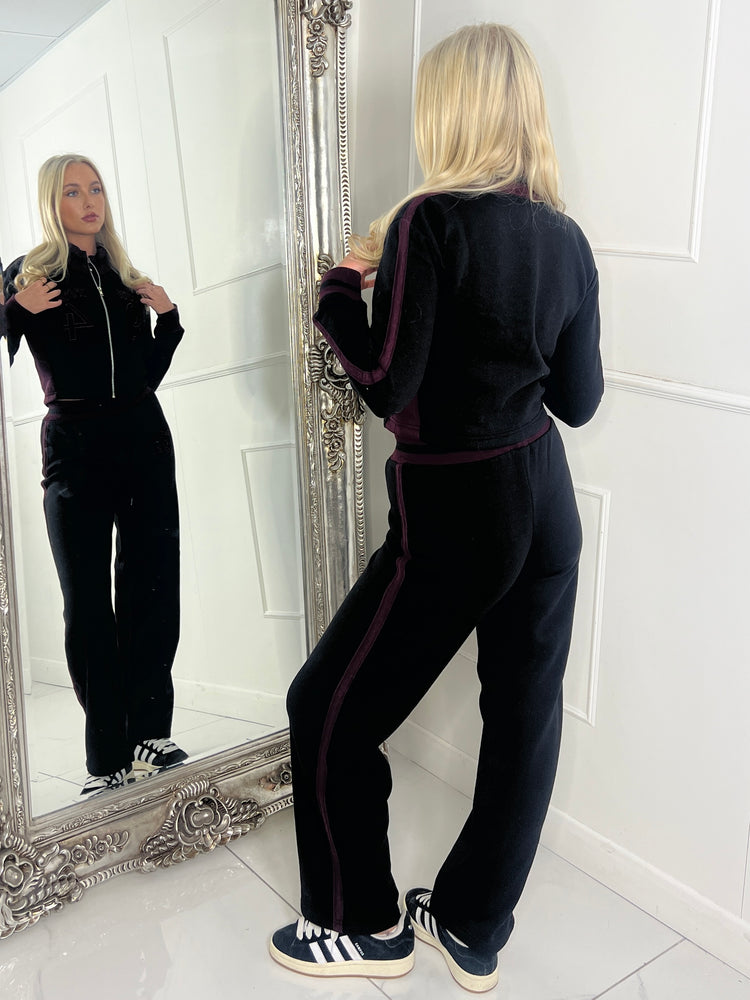 Zip Up & Wide Leg Hamptons 94 Tracksuit - Black/Wine