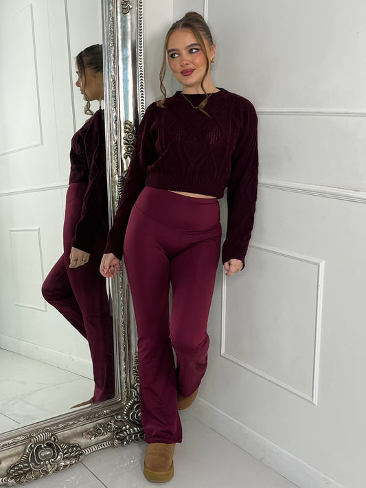 Sculpt Energy High Waist Flares - Wine