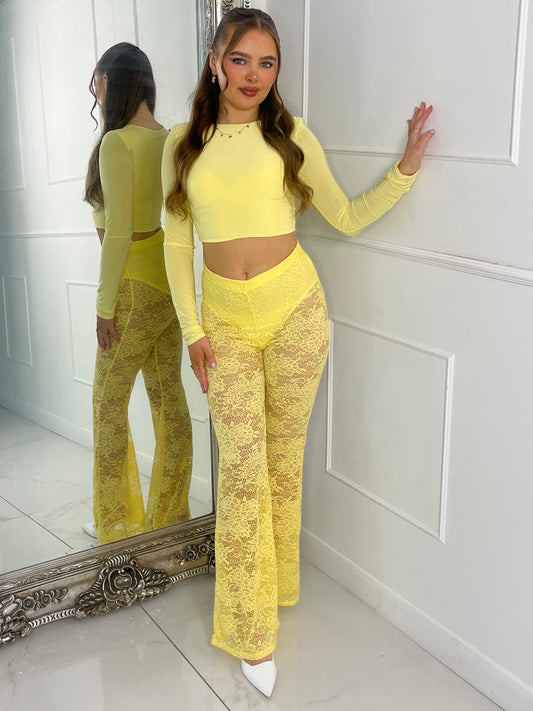 Built In Yellow Knicker Underlayer Lace Flares - Yellow