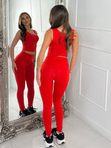 Second Skin Tank Top & Sculpt Panel Leggings - Red