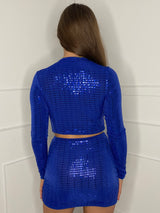 Sequin Tie Front Co-ord  - Royal Blue