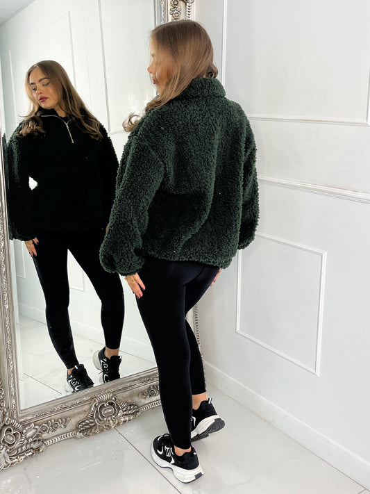 Plain Half Zip Fleece - Khaki