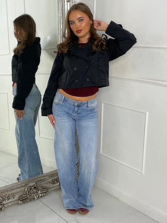 Crop Trench Jacket - Black