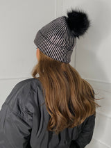 Metallic Bobble Hat - Black/Silver