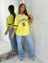 Los Angeles 91 Varsity Tee - Yellow Lemon