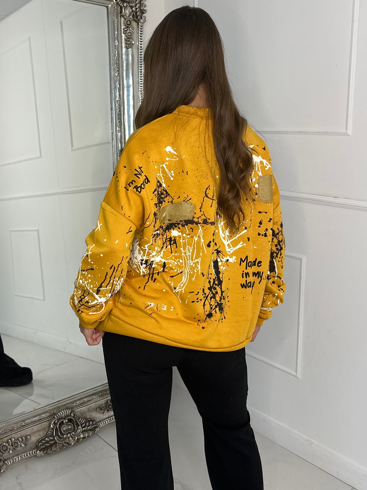 Splatter Art Sweatshirt - Mustard