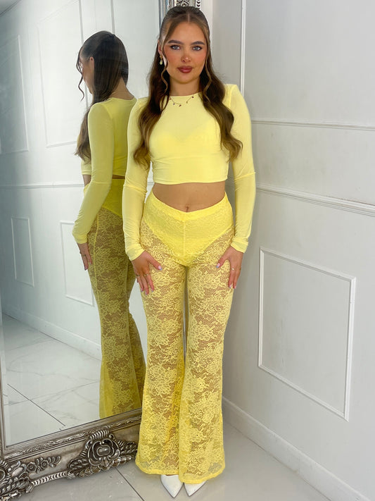 Built In Yellow Knicker Underlayer Lace Flares - Yellow