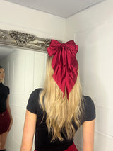 Large Hair Bow - Single Fabric Red satin