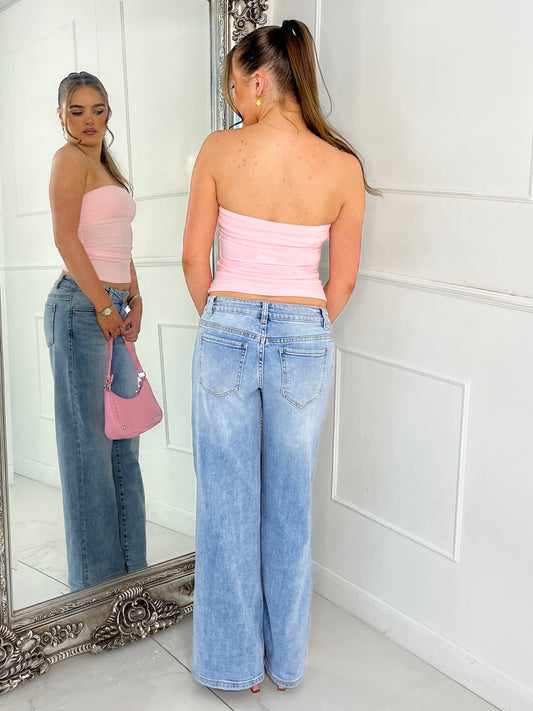 Ribbed Bandeau Top - Baby Pink
