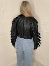 Pvc Multi Buckle Detail Leather Jacket - Black