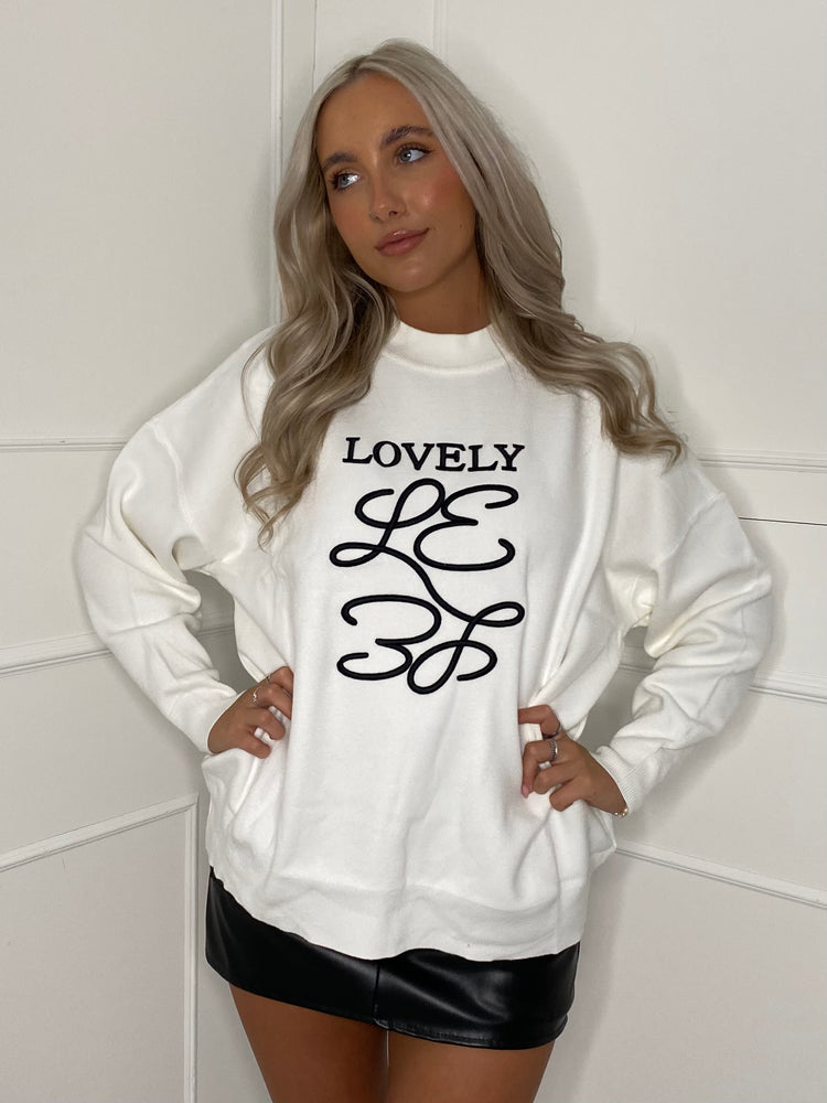 'Lovely' Soft-touch Jumper - White