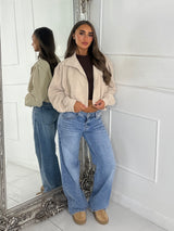 Mila Cropped Balloon Sleeve Jacket - Beige