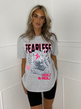 Fearless Tiger Print T-shirt- Grey