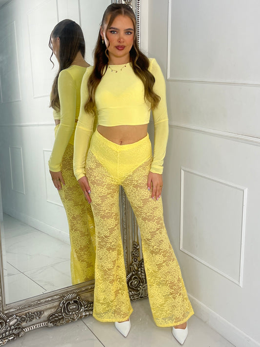 Built In Yellow Knicker Underlayer Lace Flares - Yellow