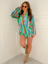 Matching Shirt and Frill skort set - Green multi