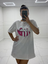 Lip Drip Print T-Shirt - White