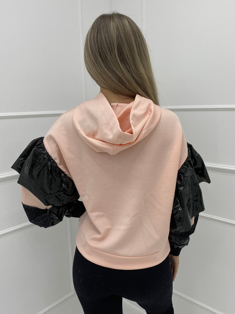 PVC Sleeve Hoodie - Peach