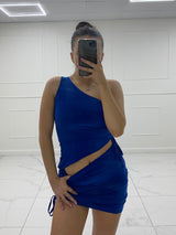 Asymmetric Ruched Co-Ord - Royal Blue