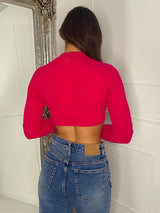 Cut Out Cropped Jumper - Cerise Pink