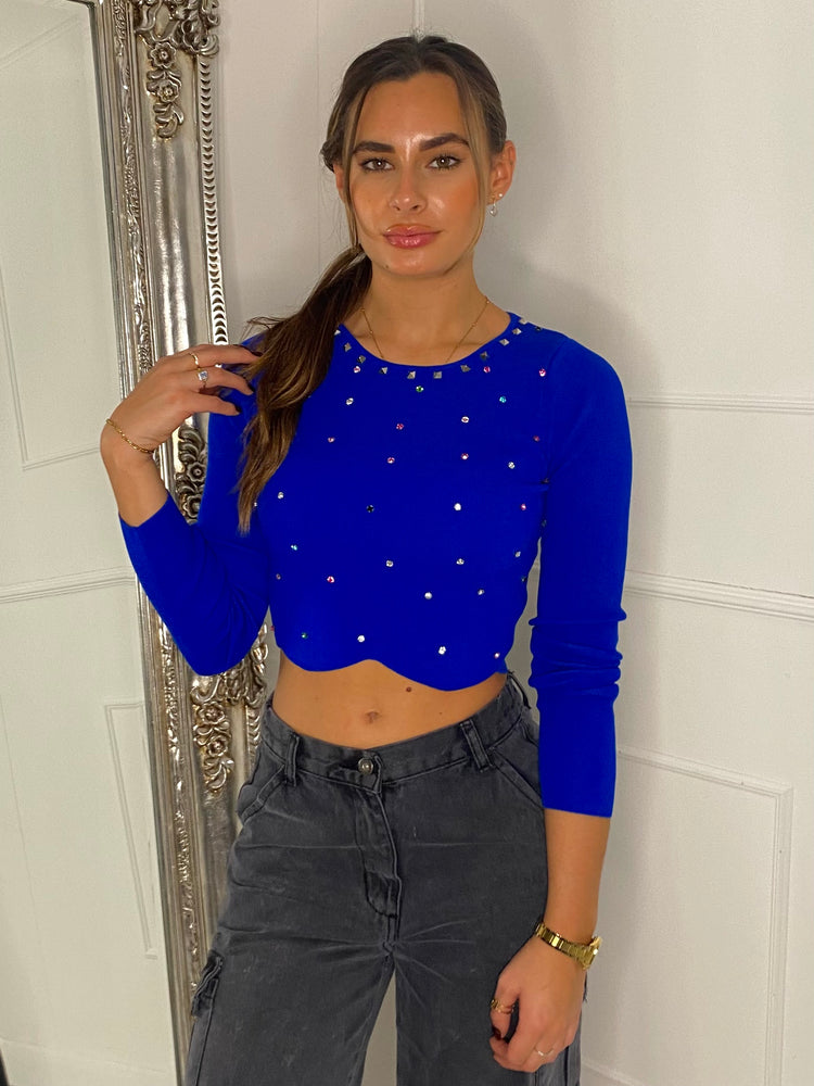 Colourful Studded Jumper - Royal Blue