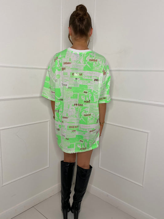 Graphic Print Chain T-Shirt - Green