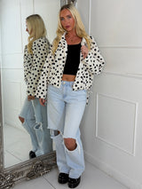 Button Up Oversized Polka Dot Lightweight Jacket - White