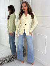 Lace Insert Contrast Blazer - Lemon Yellow