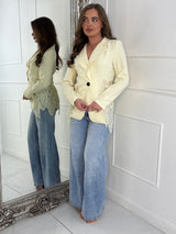 Lace Insert Contrast Blazer - Lemon Yellow