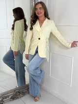 Lace Insert Contrast Blazer - Lemon Yellow
