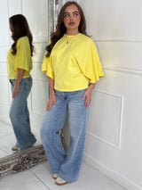Baggy Oversized Cinch Waist T-Shirt - Yellow