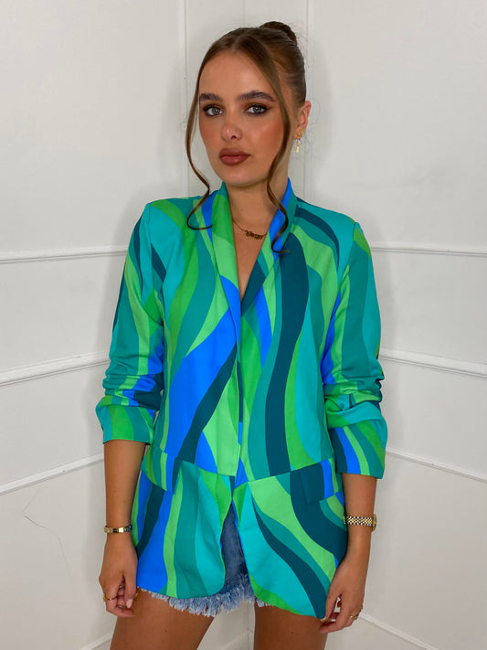 Striped Blazer - Green Colourway