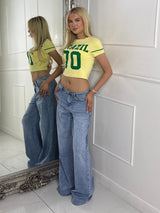 Cropped Fitted Round Neck Baby Tee - Brazil