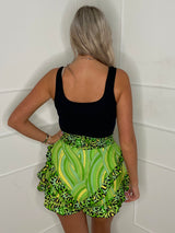 Leopard Print Frill Skort - Lime