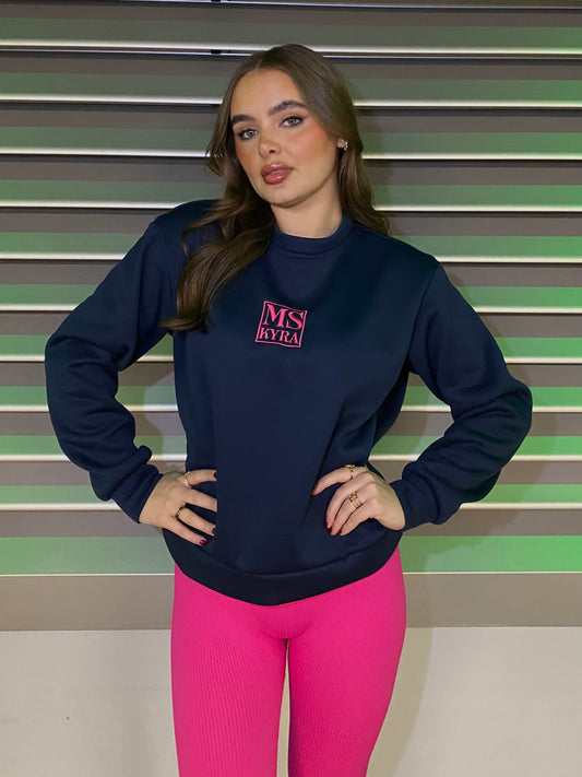 Miskyra Embroidered Sweatshirt - Navy