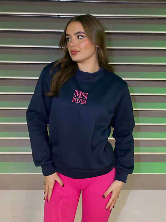 Miskyra Embroidered Sweatshirt - Navy