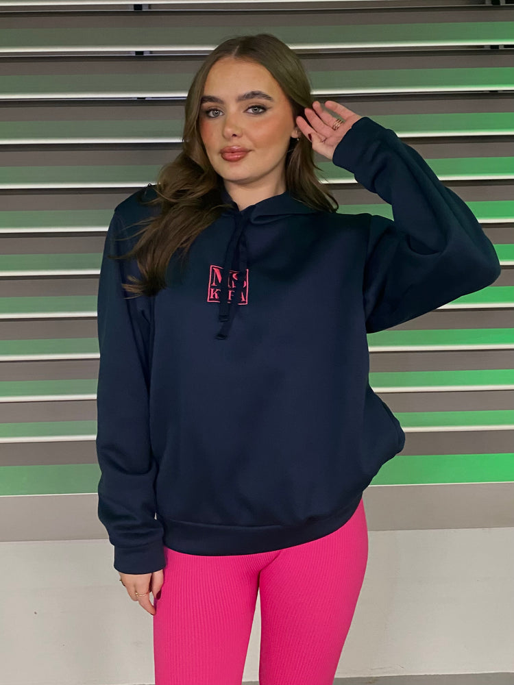 Miskyra Embroidered Hoodie - Navy