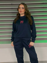 Miskyra Embroidered Sweatshirt & Jogger Set - Navy