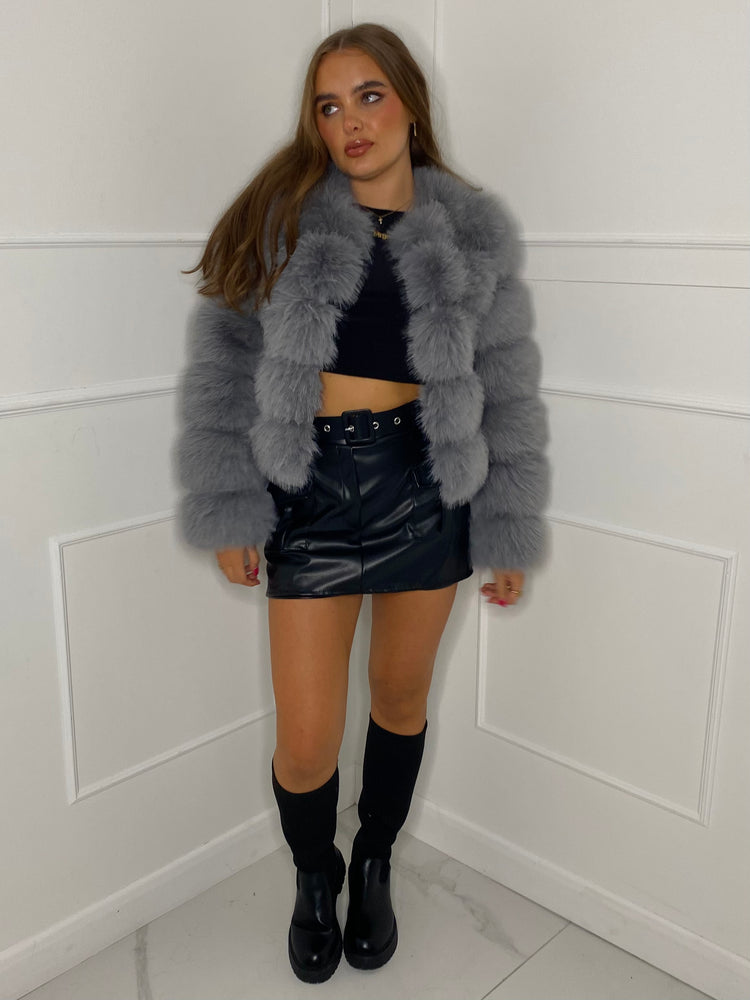 Faux Fur Jacket- Grey