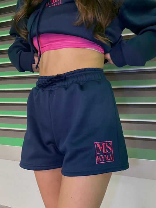 Miskyra Embroidered Shorts - Navy