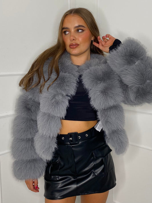 Faux Fur Jacket- Grey